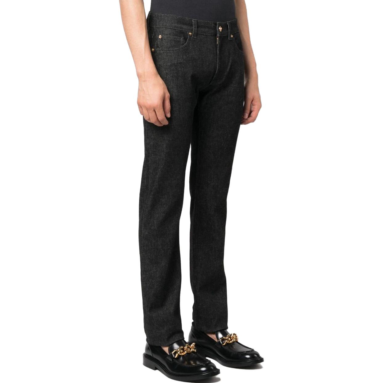 VERSACE  Distressed Mid-Rise Slim Fit Jeans Black 1006078-1A07716-1D040 圖 6