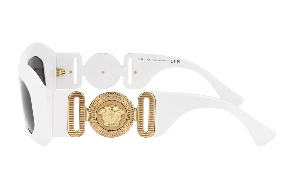 Shop VERSACE 時尚白色不規則塑膠太陽眼鏡 0VE4425U31487