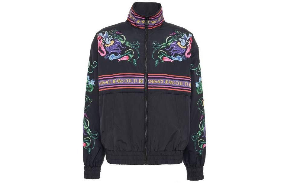 VERSACE  Floral Print Zip-Up Jacket - Black 74GASD-11CQS55-31G89