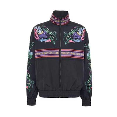 VERSACE Floral Print Zip-Up Jacket - Black 74GASD-11CQS55-31G89
