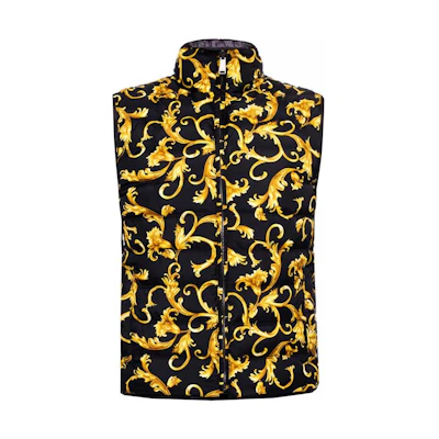 VERSACE Full Print Zip-Up Sleeveless Vest - Black A80318-A226631-A008