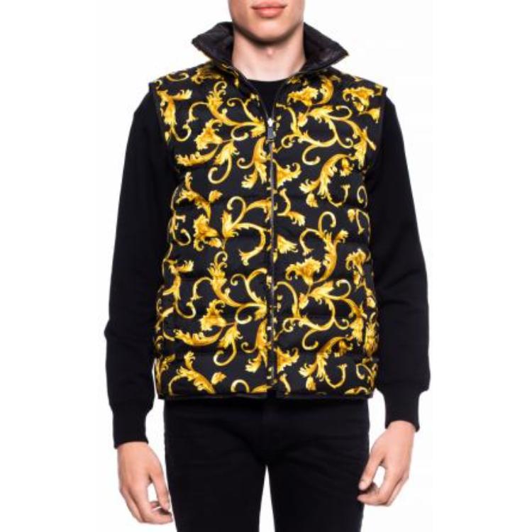 Shop VERSACE Rompi Tanpa Lengan Full Print dengan Resleting - Hitam A80318-A226631-A008