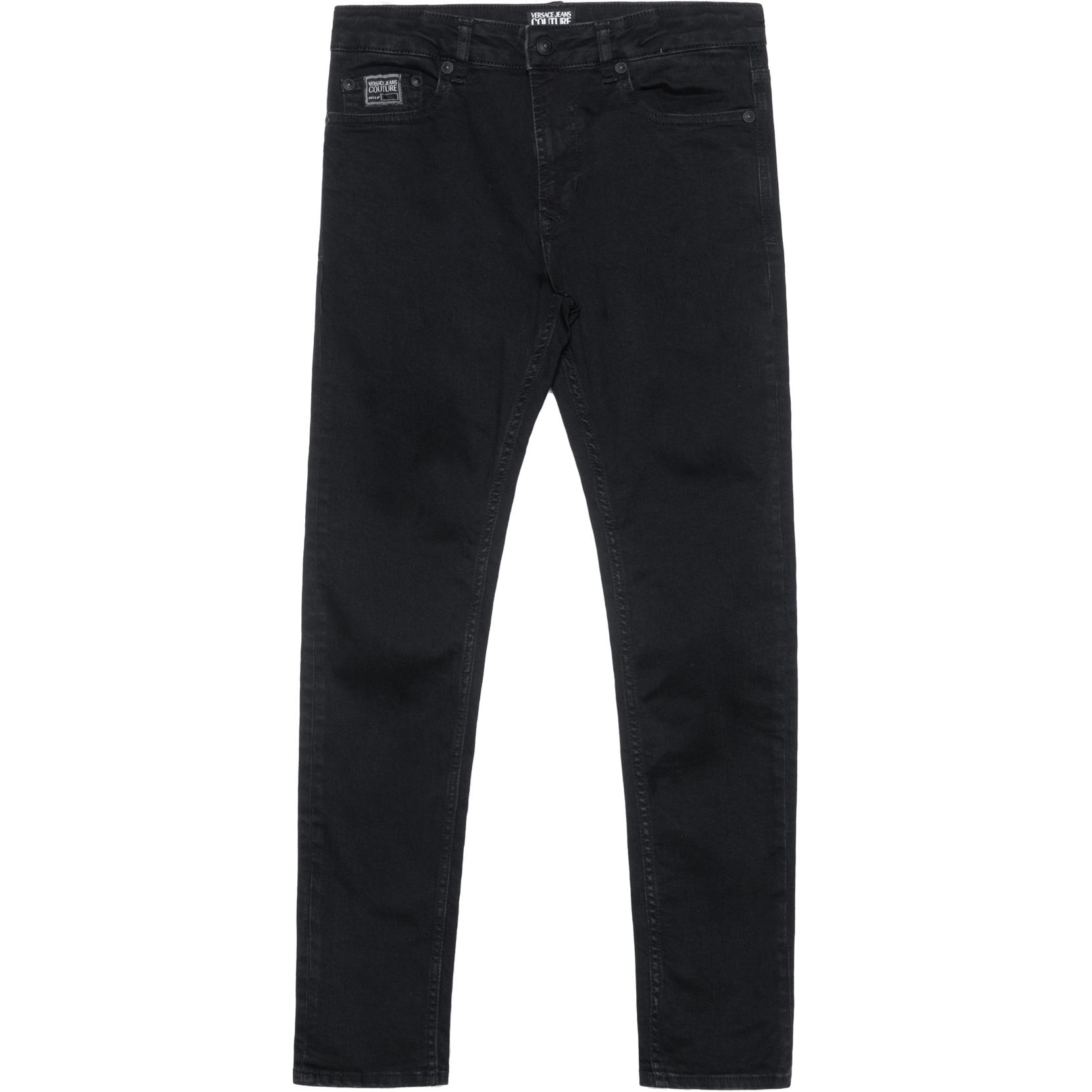 VERSACE  FW22 Slim Straight Mid-Rise Black Jeans 73GAB544-CDW06-906