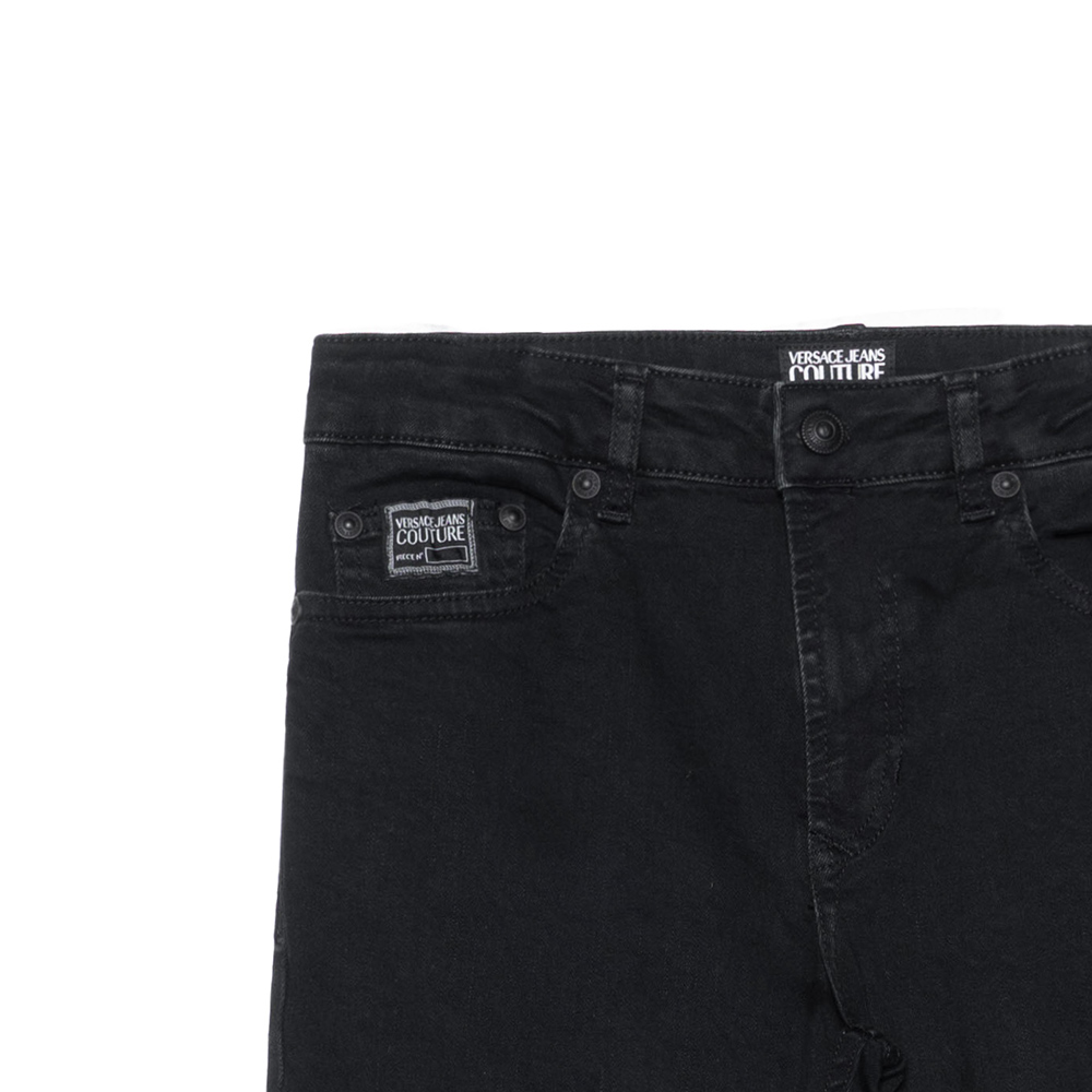 Sizing VERSACE FW22 Vaqueros Negros Slim Straight de Tiro Medio 73GAB544-CDW06-906