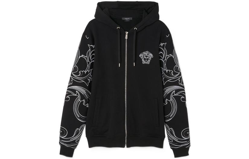 Versace  Graphic Print Zip-Up Hoodie Black 1006485-1A04497-1B000