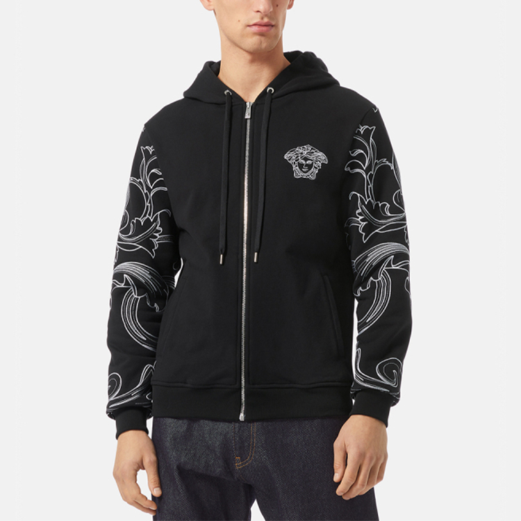 Versace  Graphic Print Zip-Up Hoodie Black 1006485-1A04497-1B000 圖 3