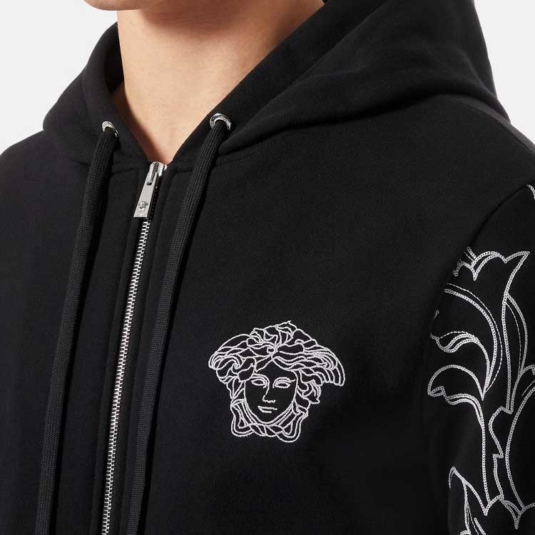Versace  Graphic Print Zip-Up Hoodie Black 1006485-1A04497-1B000 圖 7