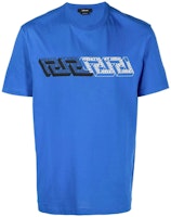 VERSACE Greek Logo Print Short Sleeve T-Shirt - Blue 1006023-1A04119-1UC30 VERSACE Greek Logo Print Short Sleeve T-Shirt - Blue 1006023-1A04119-1UC30