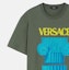 Purchase VERSACE Green Crewneck Short Sleeve T-Shirt with Letter Print 1010229-1A07449-1GH80