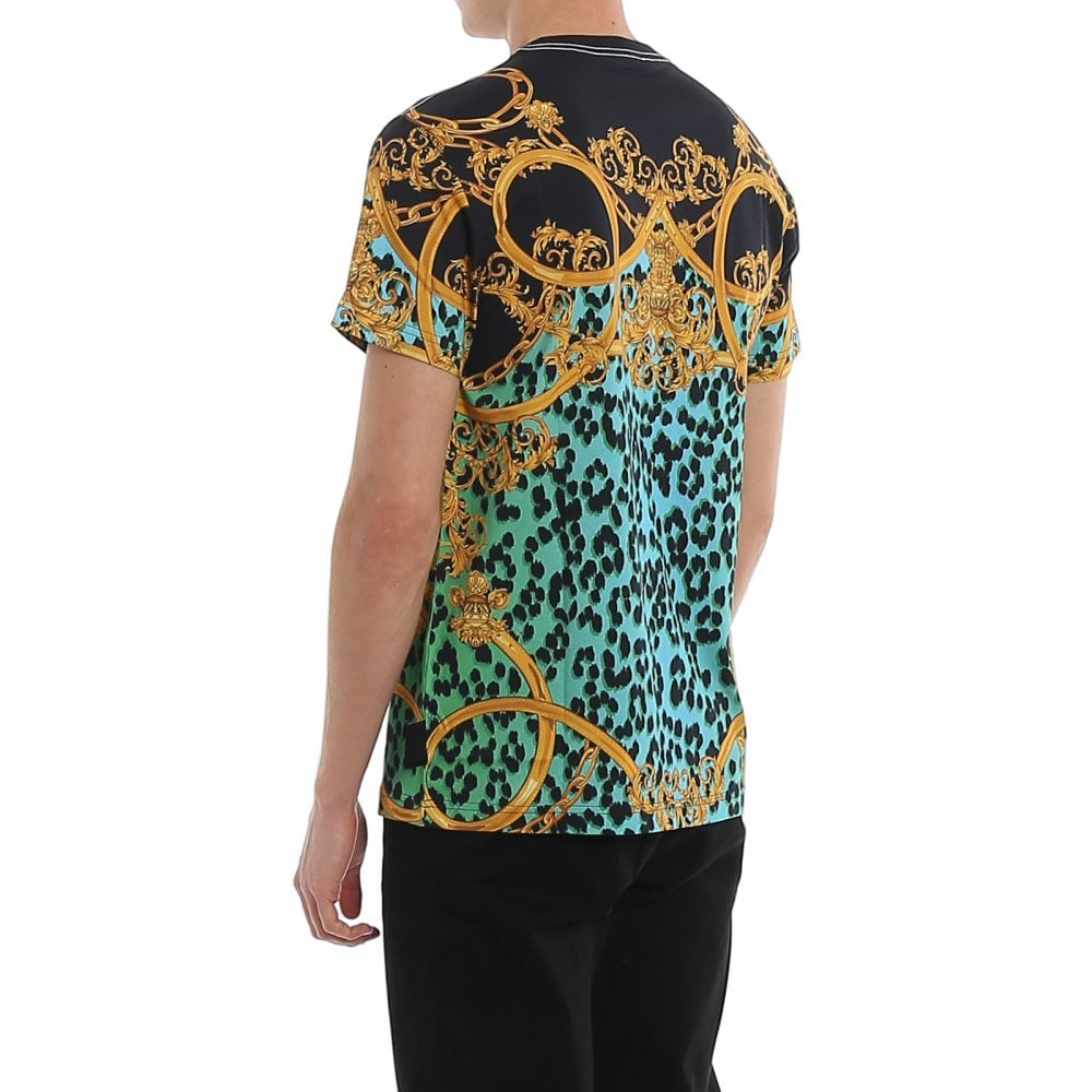 VERSACE  Green Logo Print Loose Fit Crew Neck T-Shirt. B3GVA7MB-30288-155 圖 4