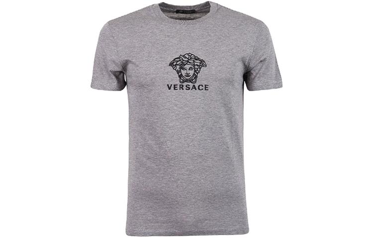 Order ヴェルサーチ グレー メデューサロゴ プリント クルーネック 半袖Tシャツ A82396-A224589-A904B