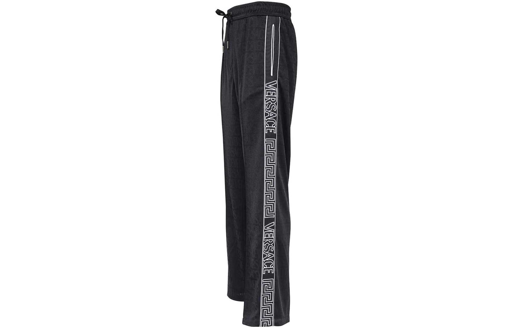 Versace  Letter Stripe Drawstring Straight-Leg Casual Pants Black 1010686-1A07748-1B000 圖 4
