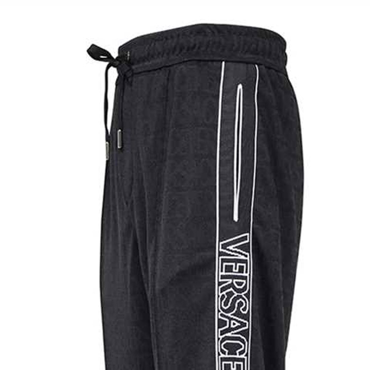 Versace  Letter Stripe Drawstring Straight-Leg Casual Pants Black 1010686-1A07748-1B000 圖 5