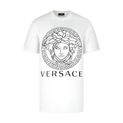 VERSACE Logo Graphic Print Crewneck T-Shirt White. A89497S-A230901-A911