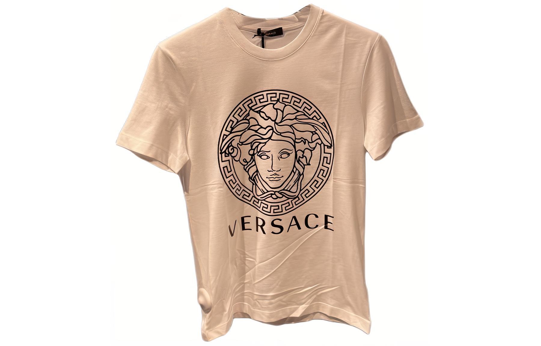 Order VERSACE  Logo Graphic Print Crewneck T-Shirt White. A89497S-A230901-A911