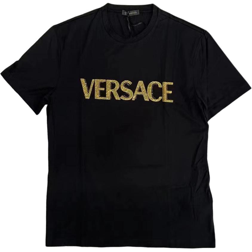 VERSACE  Logo Print Casual Crew Neck Black T-Shirt A74793-A201952-A008 圖 2