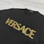 Shop VERSACE 徽標印花黑色休閒圓領T恤 A74793-A201952-A008