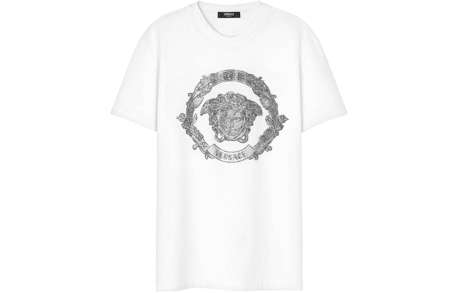 Versace  Logo Print Crew Neck Short Sleeve T-Shirt White 1013944-1A10848-1W000 圖 2