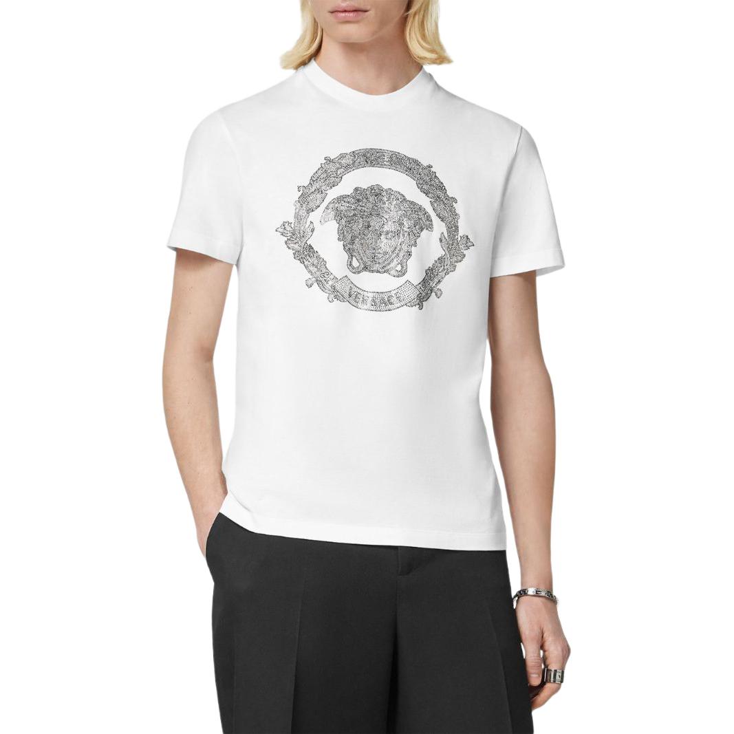 Versace  Logo Print Crew Neck Short Sleeve T-Shirt White 1013944-1A10848-1W000 圖 3