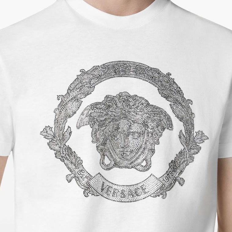 Versace  Logo Print Crew Neck Short Sleeve T-Shirt White 1013944-1A10848-1W000 圖 5