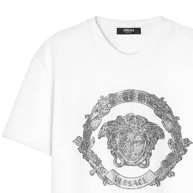 Versace  Logo Print Crew Neck Short Sleeve T-Shirt White 1013944-1A10848-1W000 圖 6
