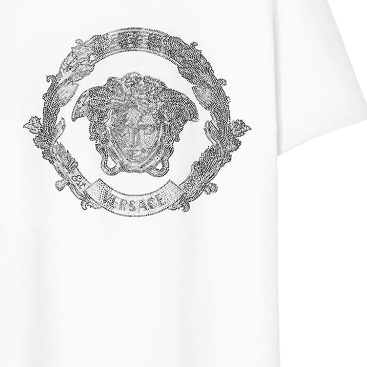 Versace  Logo Print Crew Neck Short Sleeve T-Shirt White 1013944-1A10848-1W000 圖 7