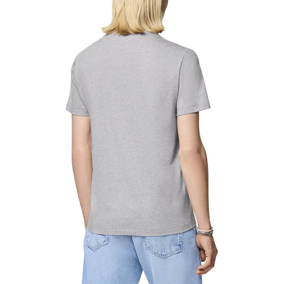 Shop Camiseta de cuello redondo con estampado del logo de Versace en gris. 1014226-1A10088-1E090