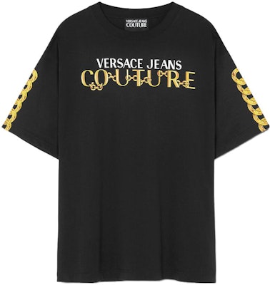 베르사체 로고 프린트 크루넥 반팔 티셔츠 - 블랙 E75GAHF01-ECJ00F-EG89 Order 베르사체 로고 프린트 크루넥 반팔 티셔츠 - 블랙 E75GAHF01-ECJ00F-EG89