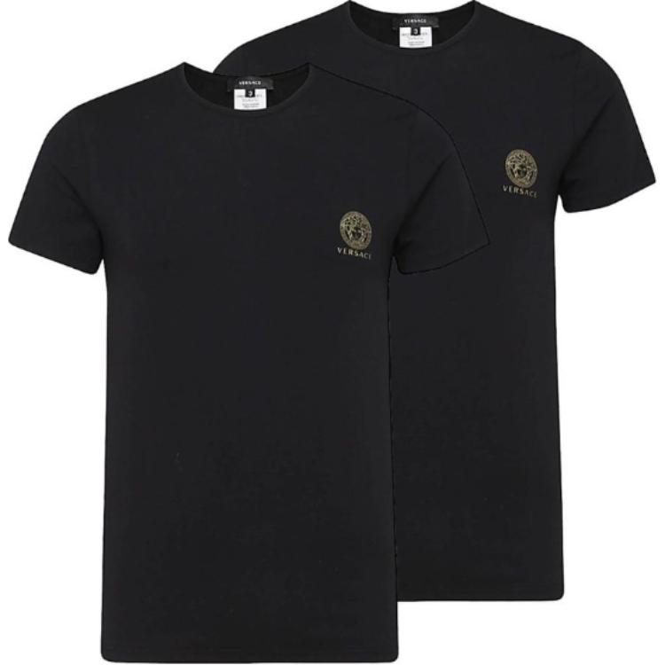 VERSACE  Logo Print Crewneck T-Shirt 2-Pack - Black. AU101931-A10011-A1008