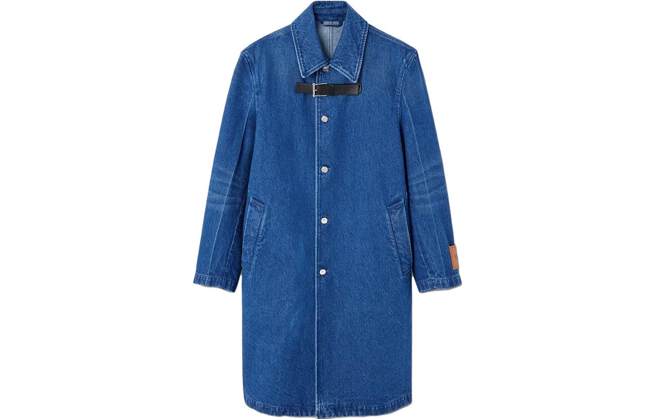 Buy VERSACE 藍色丹寧長外套 單排扣休閒外套 1010997-1A07987-1D520