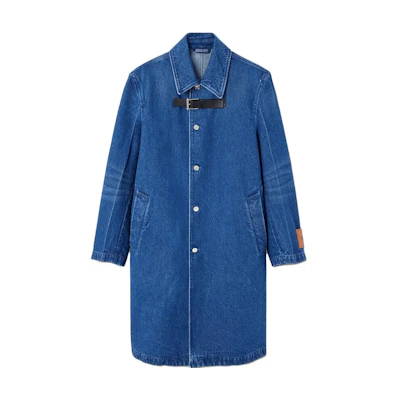 VERSACE Long Denim Coat Blue Single-Breasted Casual Jacket 1010997-1A07987-1D520