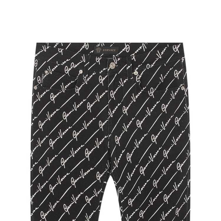 Sizing 范思哲低腰标志性黑色牛仔裤带侧口袋 A81832-A232874-A7008