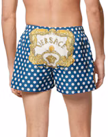 Shop VERSACE Multicolor Drawstring Letter Print Swim Shorts 1002516-1A07856-5V510