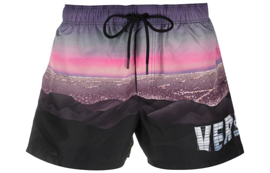 VERSACE  Multicolor Letter Landscape Print Relaxed Fit Shorts. 1002516-1A09231-5X000