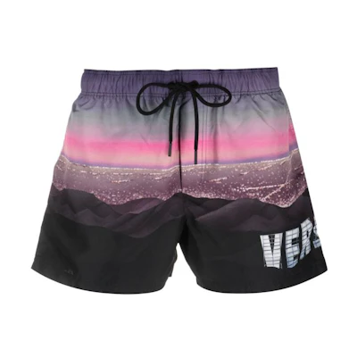 VERSACE Multicolor Letter Landscape Print Relaxed Fit Shorts. 1002516-1A09231-5X000