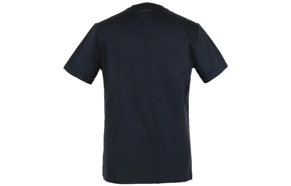 Lookbook ヴェルサーチ ネイビーブルー ロゴプリント クルーネックTシャツ V800683-VJ00236-V7023