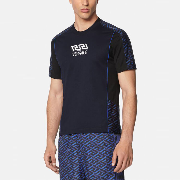 VERSACE  Navy Blue Logo Print Graphic Short Sleeve T-Shirt. 1001806-1A01452-1U610 圖 5