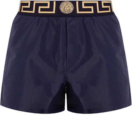 ヴェルサーチ ネイビーブルーローライズルーズスイムトランクス レタープリントデザイン ABU01022-A232415-A70W0 Buy ヴェルサーチ ネイビーブルーローライズルーズスイムトランクス レタープリントデザイン ABU01022-A232415-A70W0