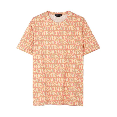 VERSACE Orange Logo Crew Neck Loose Fit T-Shirt 1011405-1A08291-5P830