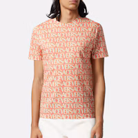 Shop VERSACE 橙色標誌寬鬆版型圓領短袖T恤 1011405-1A08291-5P830