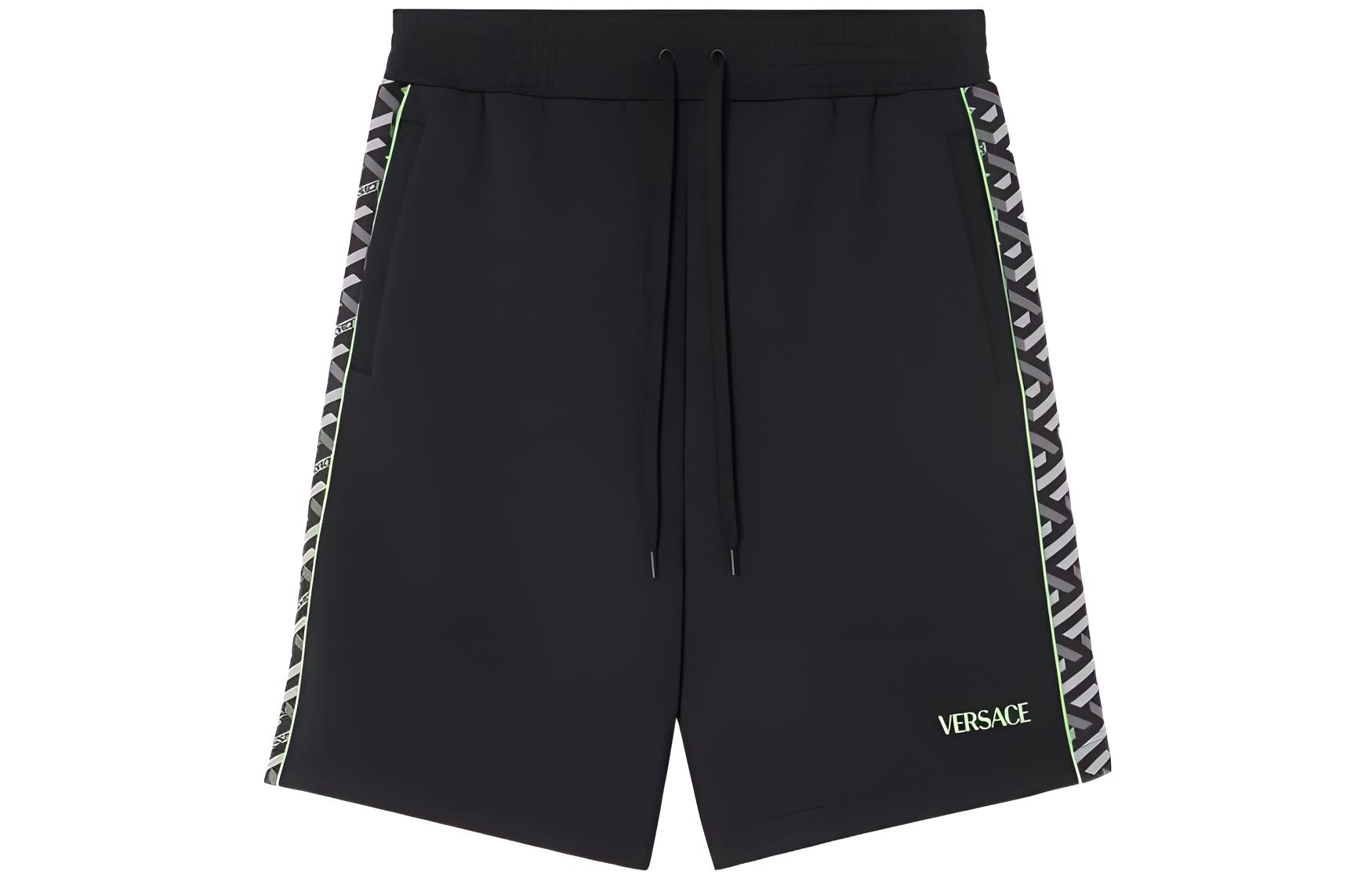 VERSACE  Patterned Print Striped Casual Shorts - Black 1008814-1A05640-5B970