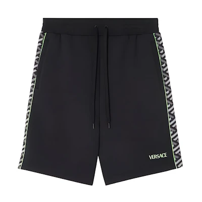 VERSACE Patterned Print Striped Casual Shorts - Black 1008814-1A05640-5B970