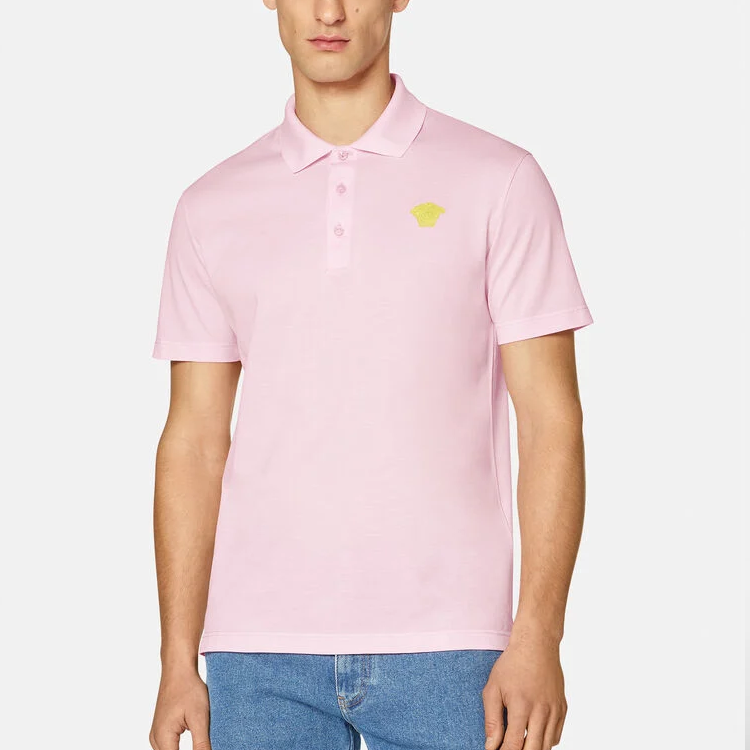 Shop 范思哲粉色纯色美杜莎刺绣短袖POLO衫 A87427-A237141-2P810