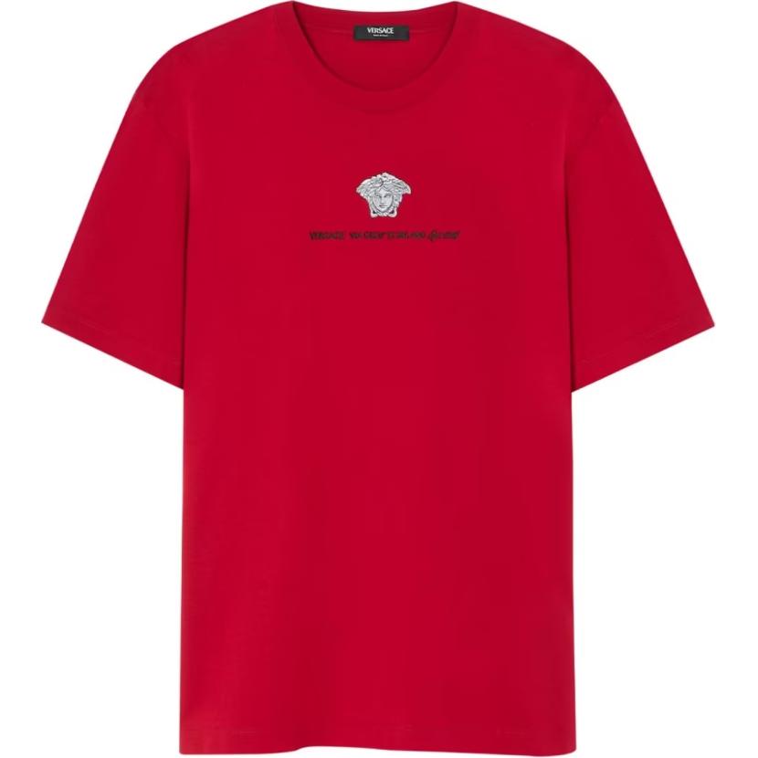 VERSACE  Red Medusa Head Graphic Crewneck Short Sleeve T-Shirt 1013302-1A11054-1RB30