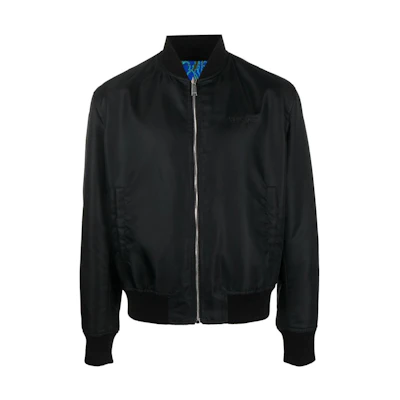 VERSACE Reversible Bomber Jacket Zip-Up Blue/Black Casual Outerwear 1008619-1A07678-5K130
