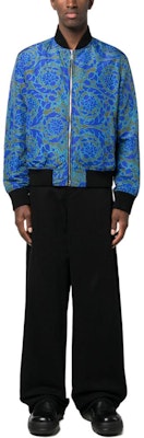 VERSACE Reversible Bomber Jacket Zip-Up Blue/Black Casual Outerwear 1008619-1A07678-5K130 Shop VERSACE Reversible Bomber Jacket Zip-Up Blue/Black Casual Outerwear 1008619-1A07678-5K130