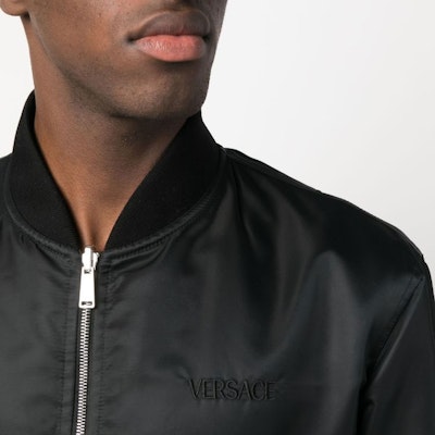 VERSACE Reversible Bomber Jacket Zip-Up Blue/Black Casual Outerwear 1008619-1A07678-5K130 Sizing VERSACE Reversible Bomber Jacket Zip-Up Blue/Black Casual Outerwear 1008619-1A07678-5K130