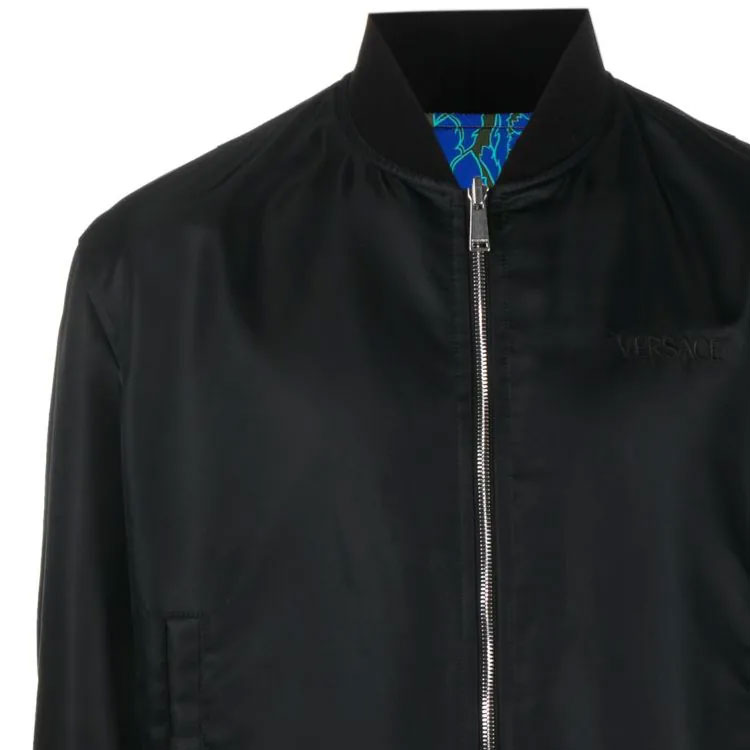 Cheap VERSACE  Reversible Bomber Jacket Zip-Up Blue/Black Casual Outerwear 1008619-1A07678-5K130