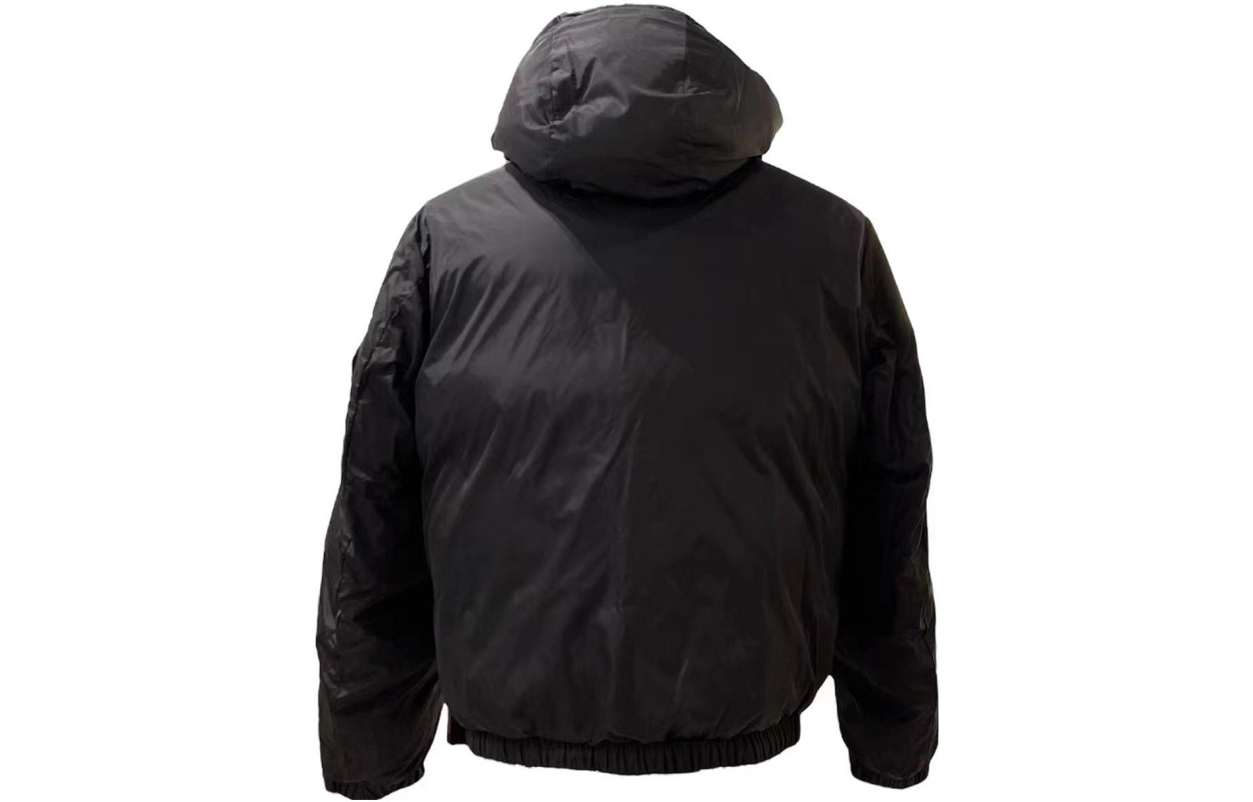 Purchase VERSACE  Reversible Letter Print Hooded Down Jacket - Black. 1002751-1A02301-5B040