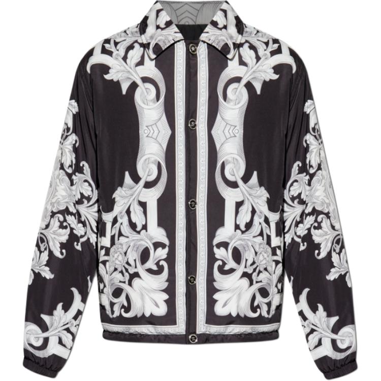 VERSACE  Reversible Patterned Print Long Sleeve Jacket - Black 1020757-1A15060-5B950
